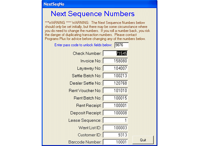 Next Sequence Numbers