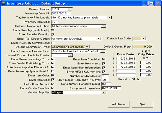 Inventory-Add-Lot-Set-up-Options