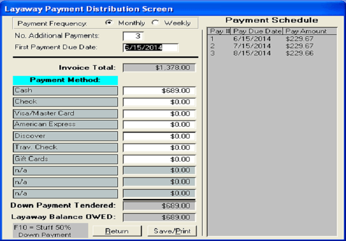 AMAS Invoice Layaway Payment Distribution