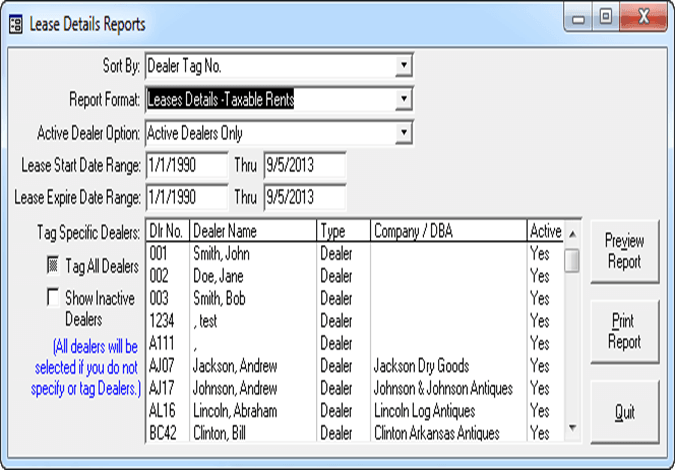 Lease Details Report