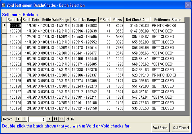 Void Settlement Batch Checks 