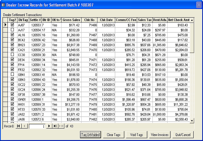 Void Settlement Batch Dealer-Tag 