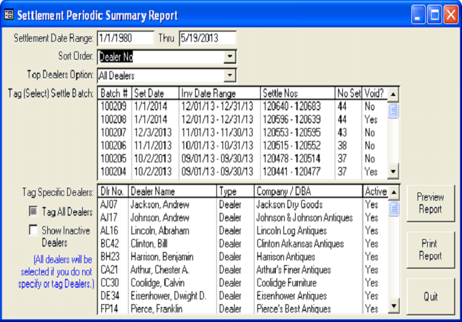 Settlement Periodic Summary Reports